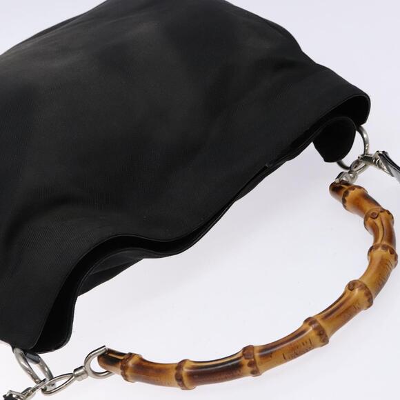 GUCCI Bamboo Shoulder Bag Canvas Black Silver 001 2123 001 2123 - Picture 6 of 12